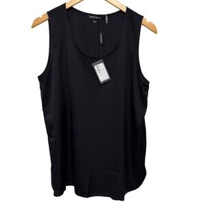 Repeat Cashmeres Tank Top Medium‎ 100% Silk Black Sleeveless Blouse Brand New!